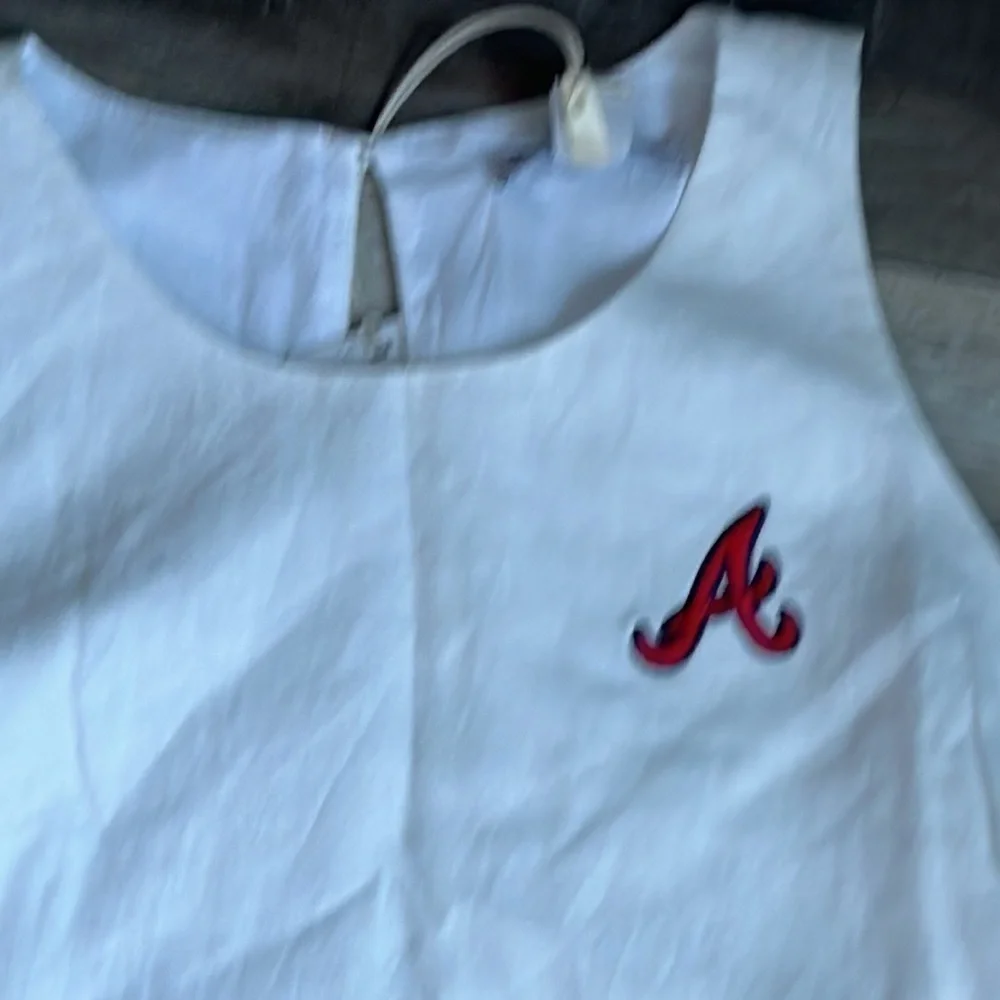 NWT MLB Atlanta Braves Tommy Bahama white linen dress baseball size small - Picture 2 of 10
